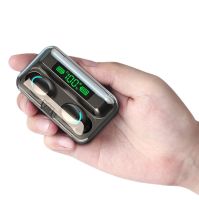 Бездротові Bluetooth навушники Amoi TWS BTH F9 з LED дисплеєм і індикатором заряду, сенсорні навушники з вбудованим Power Bank на 2000 маг чорні