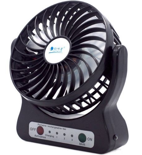 Настольный мини вентилятор Mini Fan XSFS-01 USB с аккумулятором 4.5W Black, портативный охладитель воздуха на подставке с Led фонариком Черный