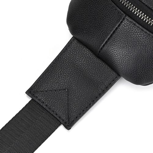 Мужская сумка бананка Jasper L99810-b через плечо на 2 отделения с USB портом, Нагрудная сумка Джаспер из искусственной кожи Черная