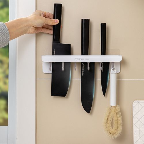 Багатофункціональний навісний самоклеючий тримач Tool Holder для кухонних ножів з гачками, Настінна підставка для столових приладів на кухню