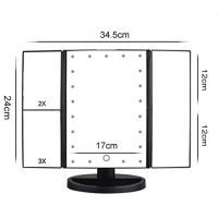 Косметичне потрійне дзеркало з сенсорною кнопкою Superstar Magnifying Mirror JN-817 3 в 1 зі збільшенням, складне дзеркало з LED підсвічуванням Чорне