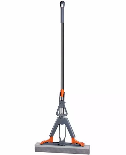 Телескопічна губчаста швабра Joybos With Bucket Z43 з віджимом для вологого прибирання, швабра натирач 129 см з насадкою 28см для миття підлоги сіра