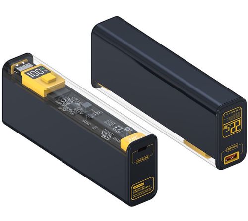 Портативний зарядний пристрій Power Bank Cyberpunk YM-674 20000mAh 22.5W для зарядки телефону, Зовнішній акумулятор повербанк USB Type-C Чорний