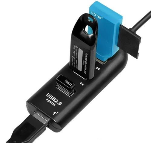 USB хаб Hi-Speed XD4 Black на 4 порта, Универсальный разветвитель с 4 выходами концентратор переходник HUB 480 Мбит для компьютера от USB Черный