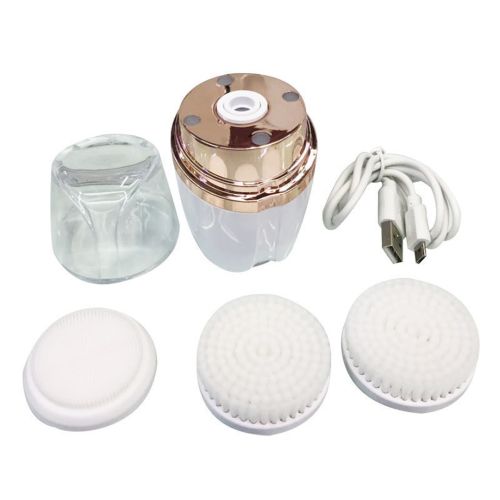 Акумуляторна масажна щітка 3 в 1 Sonic Facial Cleansing Drush With LT - 606 для особи з насадками, Професійна електрична щітка для вмивання
