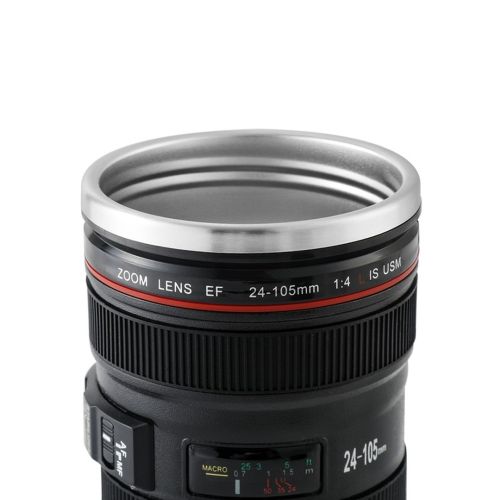 Кружка термос в виде объектива от фотоаппарата Canon EF 24-105, Термокружка объектив 350 мл, Термо чашка с крышкой, Черная