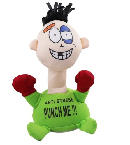 Мягкая игрушка антистресс Stress-Max Punch Me 02 Ударь меня со звуком, Кукла для битья на присосках со звуковыми эффектами 20 см