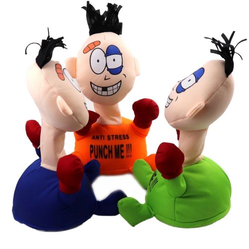 Мягкая игрушка антистресс Stress-Max Punch Me 02 Ударь меня со звуком, Кукла для битья на присосках со звуковыми эффектами 20 см