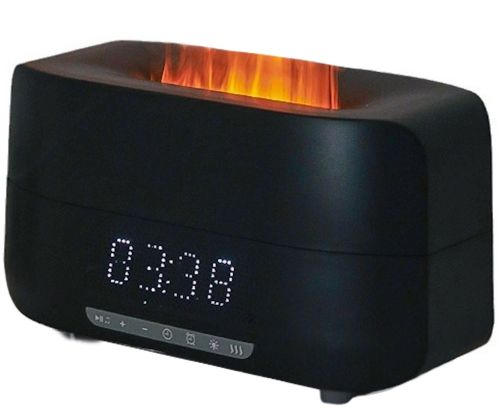 Ультразвуковий зволожувач повітря RGB Flame Aroma Humidifier H115A з ефектом полум'я Bluetooth колонка з LED годинами Аромадифузор нічник з пультом
