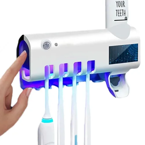 Тримач зубних щіток Brush Sterilizer 3 в 1 JX-5588, Диспенсер дозатор для зубної пасти, Уф стерилізатор, Контейнер з дезінфекцією Білий