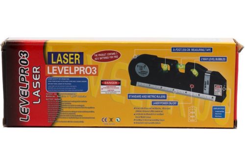 Лазерний рідинний рівень Fixit Laser Levelpro 3 будівельна лазерна лінійка 2,5 метра прилад нівелір з вбудованою рулеткою на батарейках