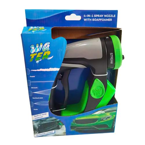 Універсальний пістолет-розпилювач Spray Water Gun 4в1, Насадка пістолет розпилювач на шланг з відсіком для піни і миючих засобів, Водомет для машини