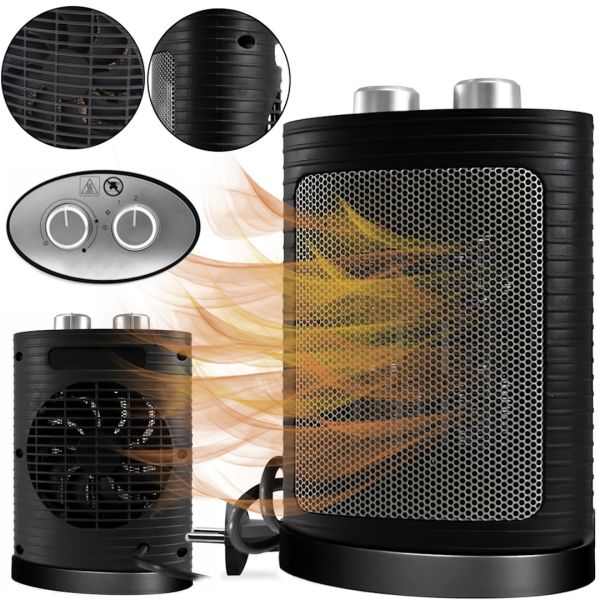 Электрический настольный тепловентилятор Domotec Heater MS-5905 напольный обогреватель с вентиляцией для дома на 15 кв.м 1500W дуйка на 3 режима 