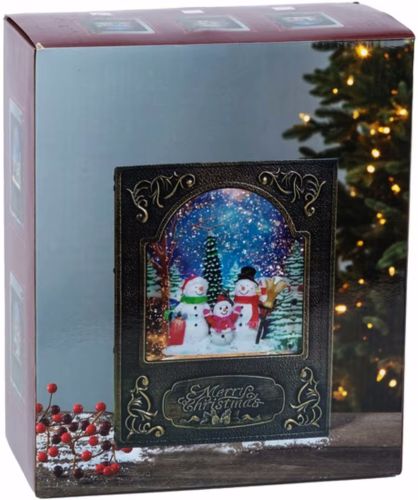 Ночник в форме рождественской книги XMAS WDL 24023B новогодний музыкальный светильник книжка с эффектом метели и LED подсветкой на батарейках USB