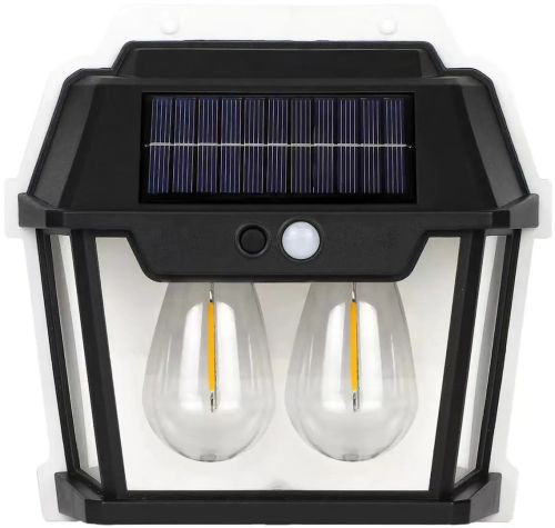 Вуличний настінний світильник Coba Solar Wall Lamp HW-888 - 2W акумуляторний підвісний ліхтар на сонячній батареї з датчиком руху 2 лампи 3 режими