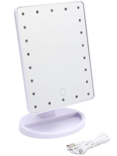 Косметичне сенсорне дзеркало для макіяжу Magic MakeUp Mirror обертається на 180 настільне дзеркало на підставці з підсвічуванням 22 LED USB біле