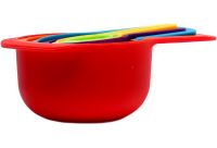 Набор мерных чашек и ложек Measuring Cup комплект 6 штук, пластиковые разноцветные емкости весы для сухих и жидких ингредиентов 250 мл