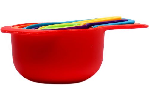 Набор мерных чашек и ложек Measuring Cup комплект 6 штук, пластиковые разноцветные емкости весы для сухих и жидких ингредиентов 250 мл