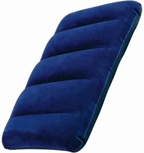 Туристическая надувная подушка Intex Inflatable Pillow 68672 47x30 см флокированная для плавания и путешествий Накладка под голову для кемпинга Синяя