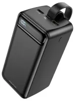 Внешний аккумулятор Borofone Power Bank BJ14D 50000mAh Black на 2 USB 22.5W и USB-C 20W, УМБ Повербанк батарея с ремешком для зарядки телефона Черный