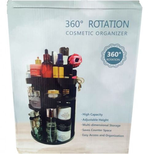 Поворотний органайзер для косметики Rotation Cosmetic Box 360 SX249, косметичний бокс підставка 7006 для зберігання кистей та інструментів Чорний