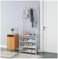 Напольная вешалка для одежды в прихожую New simple floor clothes rack 60х29, 5х151 см Универсальная металлическая передвижная стойка Белая