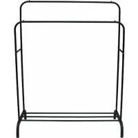 Двойная стойка вешалка Double Floor Hanger 162х130 см для одежды и полкой для обуви, напольная стойка-вешалка со штангой на ножках до 30 кг Черная