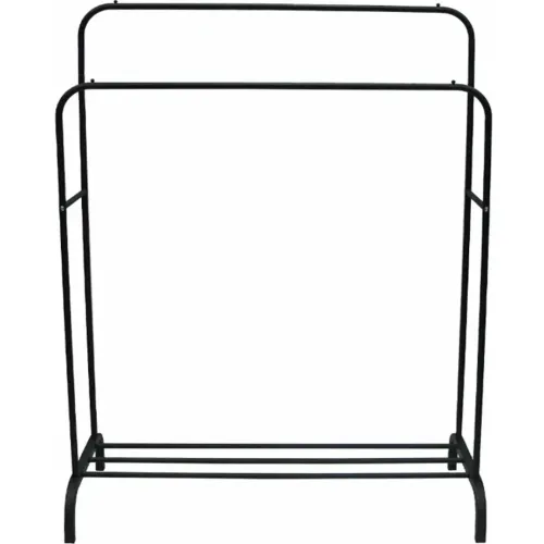 Двойная стойка вешалка Double Floor Hanger 162х130 см для одежды и полкой для обуви, напольная стойка-вешалка со штангой на ножках до 30 кг Черная