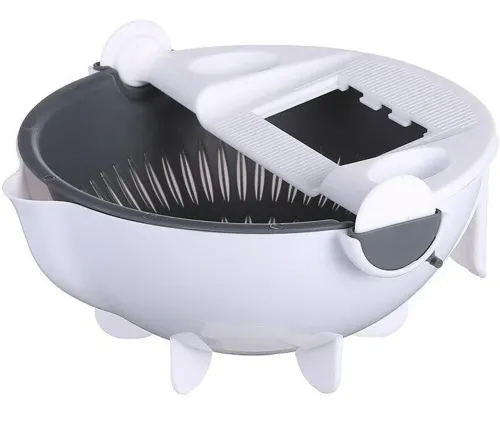 Овочерізка Wet Basket Vegetable Cutter 9 в 1 набір насадок для нарізки овочів і фруктів, Ручна обертається терка-овочерізка мультислайсер з кошиком