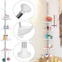 Кутова полиця для ванної, душової Aidesen Multi Corner GY-188, телескопічна розсувна етажерка 4 яруси з регульованою висотою Біла XL-176