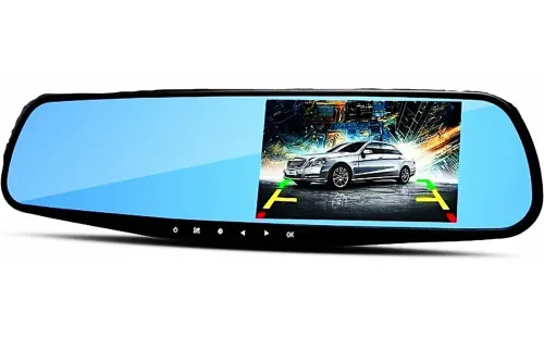 Автомобільний відеореєстратор дзеркало LCD Full HD DVR-138W 4.3 " дюйма з камерою заднього виду, авторегістратор на 2 камери кут огляду 170 градусів