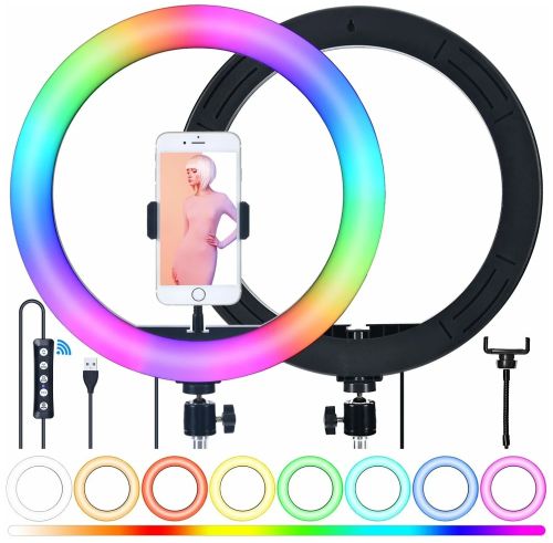 Кольорова кільцева USB LED лампа Ring Fill Light RGB MJ20 20 см 8 " без штатива студійна Світлодіодна різнобарвна лампа для блогера MJ-200