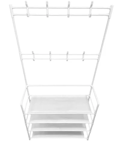 Напольная вешалка для одежды в прихожую New simple floor clothes rack 60х29, 5х151 см Универсальная металлическая передвижная стойка Белая