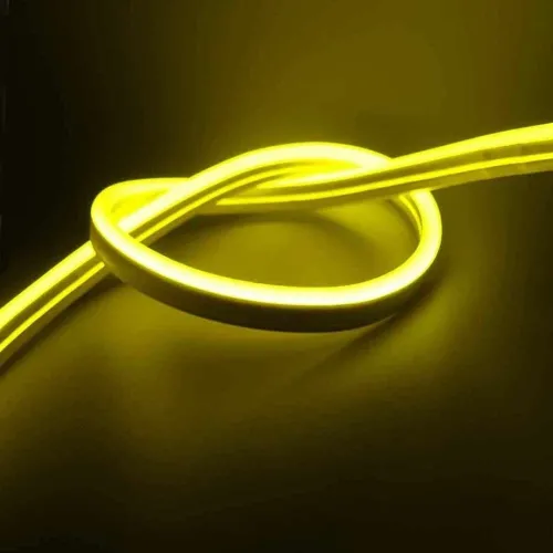 Светодиодная силиконовая лента LED NEON 0729 Yellow 5 м с блоком питания, Универсальная неоновая гибкая подсветка 12V-220V 5m в силиконе Желтая
