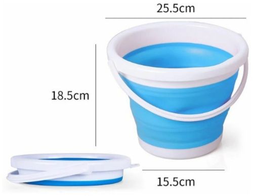 Складное силиконовое ведро на 5 литров Collapsible Bucket Emmer CB-5, туристическое универсальное круглое ведро Supretto с ручкой 5л