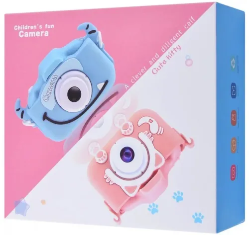 Дитячий цифровий фотоапарат Smart kids Kitty XO XJ01 з селфи камерою і відео зйомкою 600mAh, Камера Котик 2 " з вбудованими іграми для дітей Синій