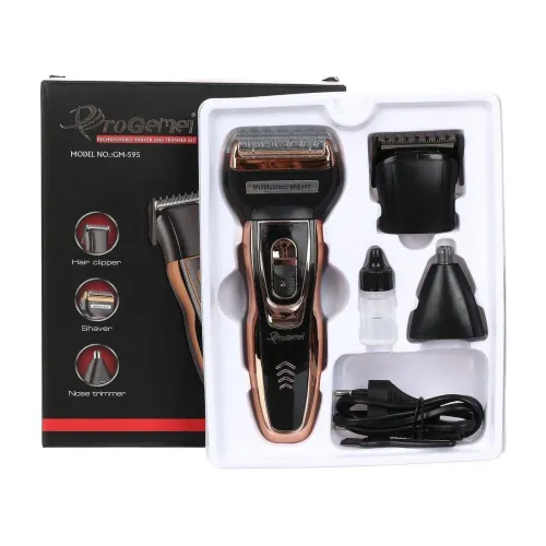 Акумуляторна чоловіча електробритва, машинка, тример Gemei GM-595 Hair Trimmer для бороди і носа, універсальний набір 3 в 1 для стрижки волосся Gemmy