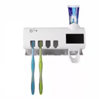 Тримач зубних щіток Brush Sterilizer 3 в 1 JX-5588, Диспенсер дозатор для зубної пасти, Уф стерилізатор, Контейнер з дезінфекцією Білий