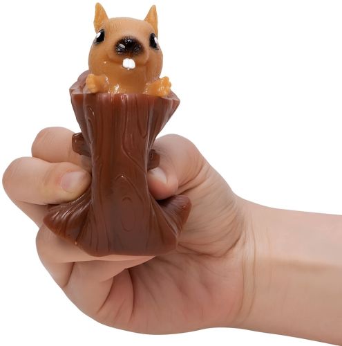 Силіконова іграшка антистрес білка в дуплі Nutty Squirrel Popper JG-88 6.5х6 см вистрибує Pop It Фуфлик в колоді для дітей T206 Коричневий 