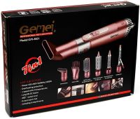 Мультистайлер для укладання Gemei GM-4831 7 в 1 фен щітка з насадками 2200W плойка щипці Gemmy для сушіння, завивки, випрямлення та об'єму волосся Рожева