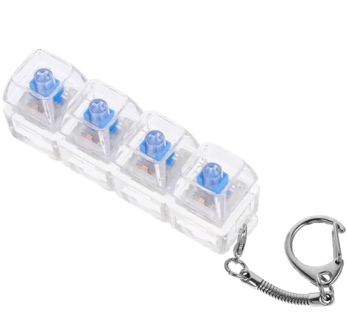 Брелок-антистрес у формі кейкап Switch Keychain SK-04 — прозора іграшка-клікер із 4 механічними клавішами, карабіном для ключів та RGB-підсвічуванням Jedel