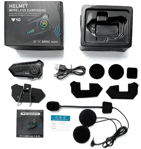 Бездротова гарнітура на шолом Helmet Wireless Earphone Y10 з м'яким мікрофоном і шумозаглушенням, мотогарнітура з сенсорним управлінням і Bluetooth