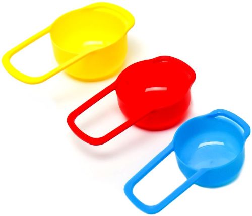 Набор мерных чашек и ложек Measuring Cup комплект 6 штук, пластиковые разноцветные емкости весы для сухих и жидких ингредиентов 250 мл