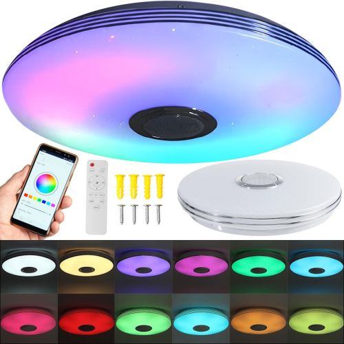 Стельовий світильник RGB Lamp GS-7062 38 см 60W кругла світлодіодна LED люстра з регулюванням яскравості, Bluetooth колонкою і пультом управління