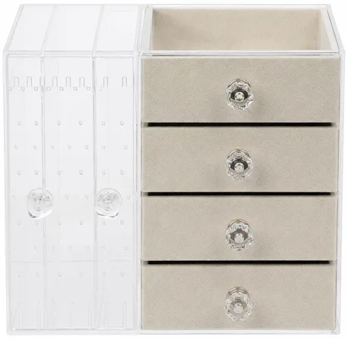 Шкатулка для зберігання ювелірних прикрас Jewelry Box LD-1033, акриловий органайзер із 6-секційними шухлядами для біжутерії та аксесуарів XL-1831