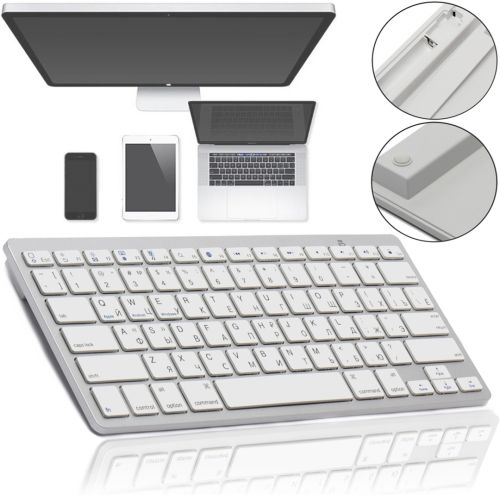 Бездротова ультратонка Bluetooth клавіатура Wireless Keyboard X5 Silver для ПК комп'ютера і планшета з блютуз на батарейках x-5 Срібна