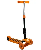 Трехколесный детский самокат беговел Scooter FYS-2864 Orange 5 в 1 со складным сиденьем, родительской ручкой и светящимися колесами Оранжевый