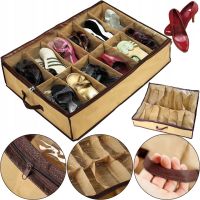  Органайзер для зберігання взуття Shoes Under на 12 пар взуттєвої ящик Шузандер чохол з відсіками в шафу для захисту від пилу і бруду Коричневий