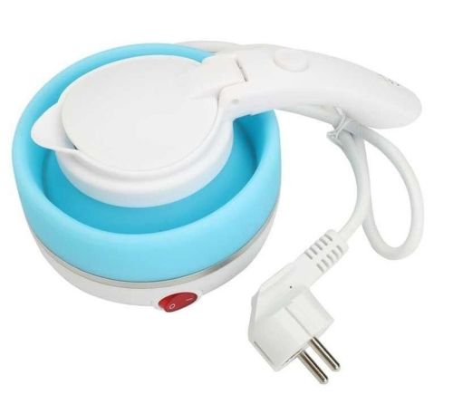 Електричний чайник складаний C автовідключенням Electric Kettle 0,5 л, дорожній силіконовий електрочайник, портативний електро міні-чайник Синій