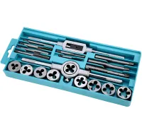 Набір мітчики і плашки Tap and Die Set M3-M12 20 штук комплект сталевих мітчиків і плашок для нарізування метричного різьблення в кейсі мічечок і лерка